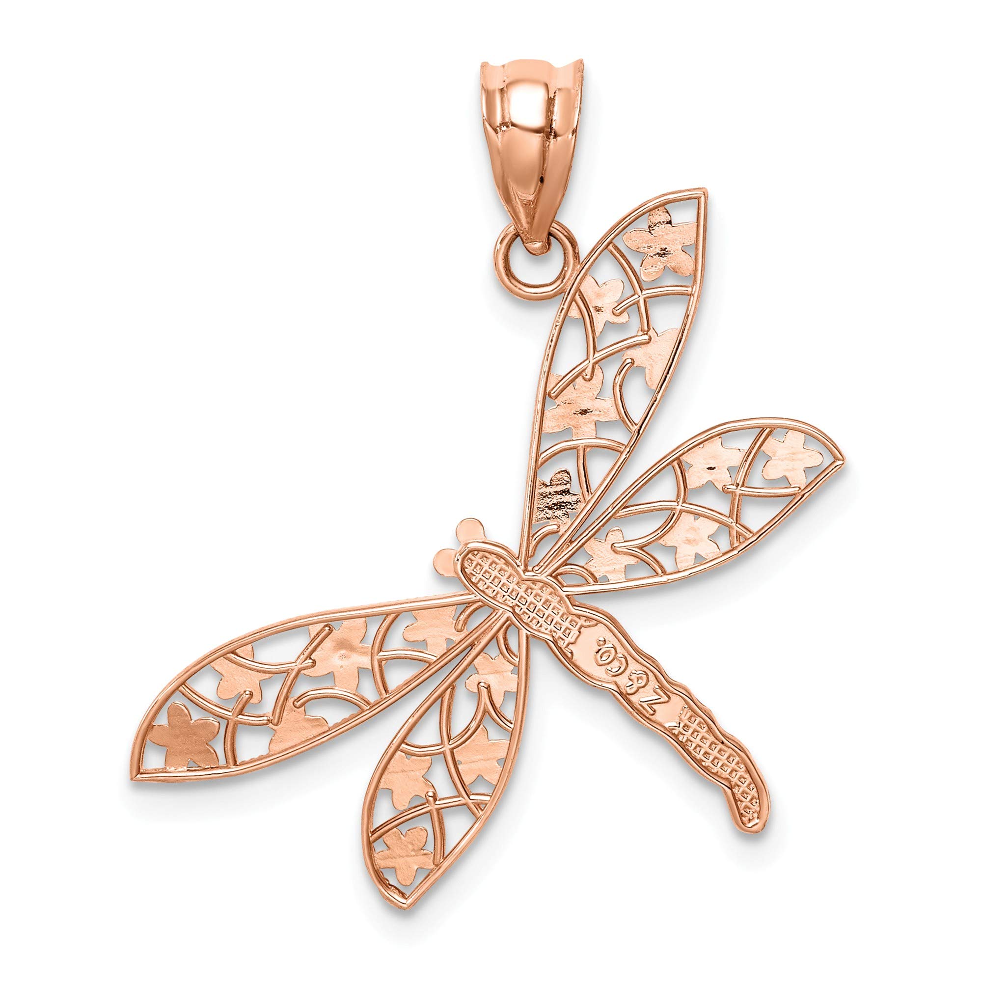 14K Rose Gold Polished Dragonfly Pendant Necklace - Elegant Jewelry for Women, Gift for Her - Perfect for Valentine's Day, Anniversary & Special Occasions