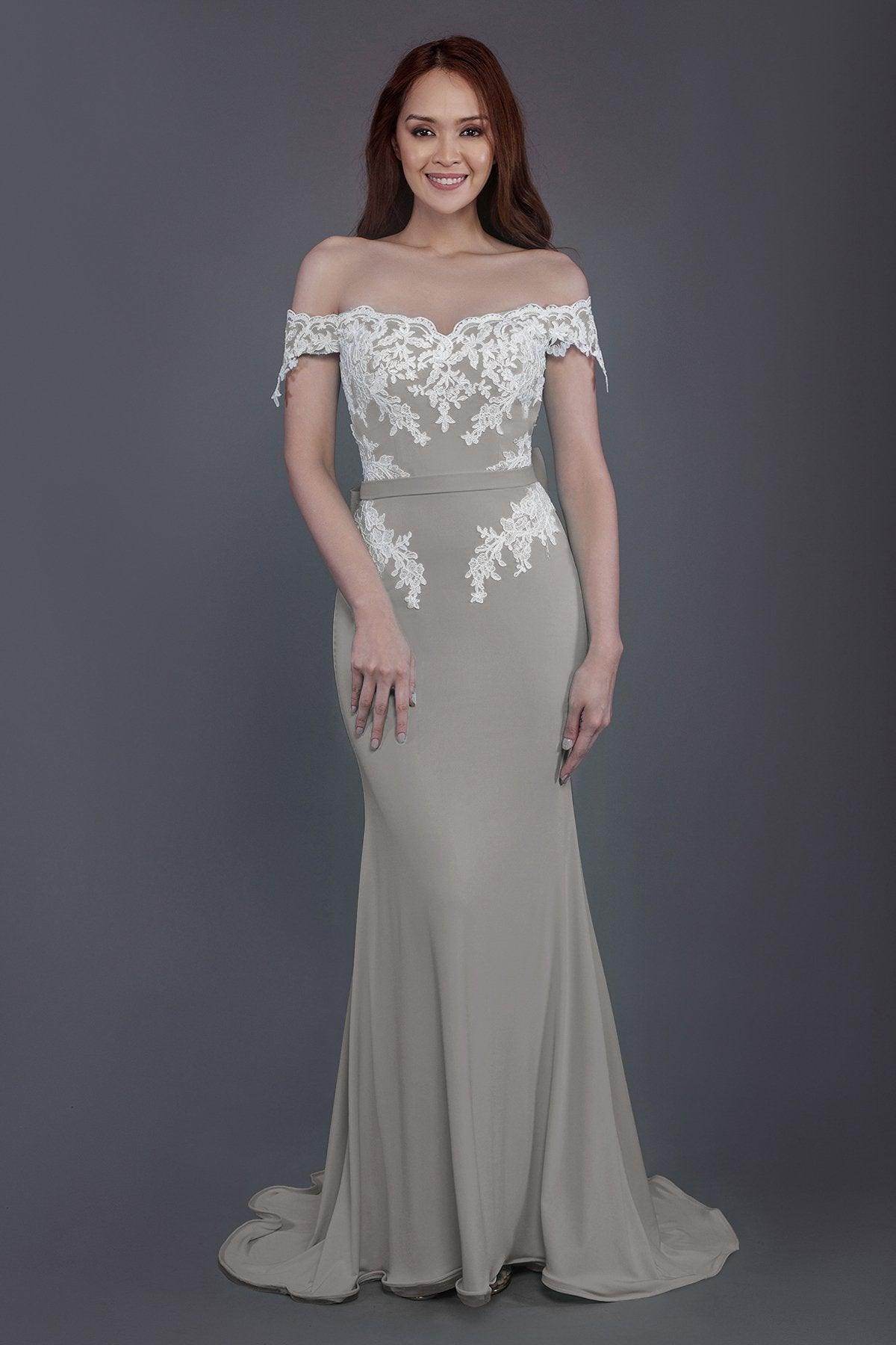 Elegant Mermaid Sweep Train Knitted Fabric Bridesmaid Dress PR3497 - Perfect for Weddings, Proms & Formal Events