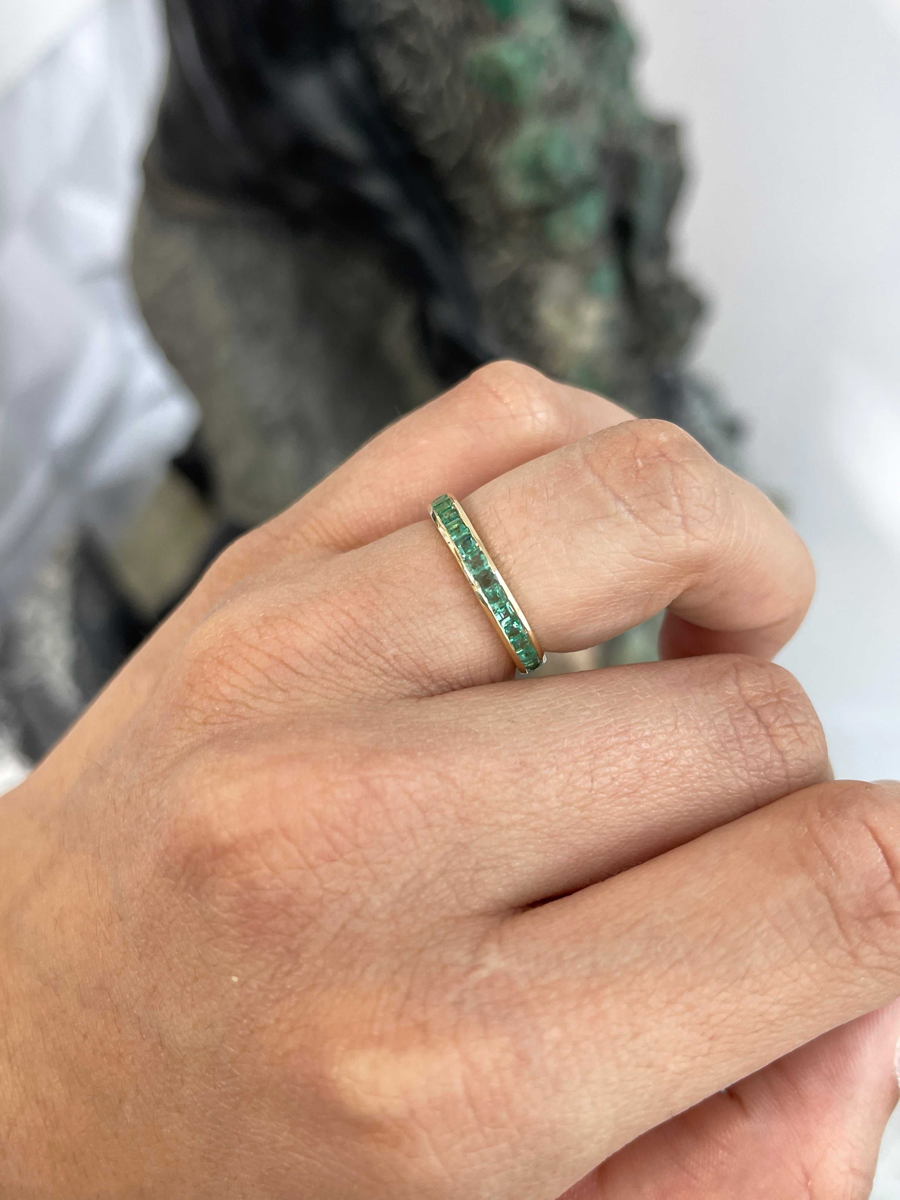 1.44tcw Princess Cut Emerald Channel Set Eternity Band Ring - 14K White Gold Size 7 - Elegant Wedding Band, Anniversary Gift for Her, Perfect for Bridal Jewelry & Special Occasions