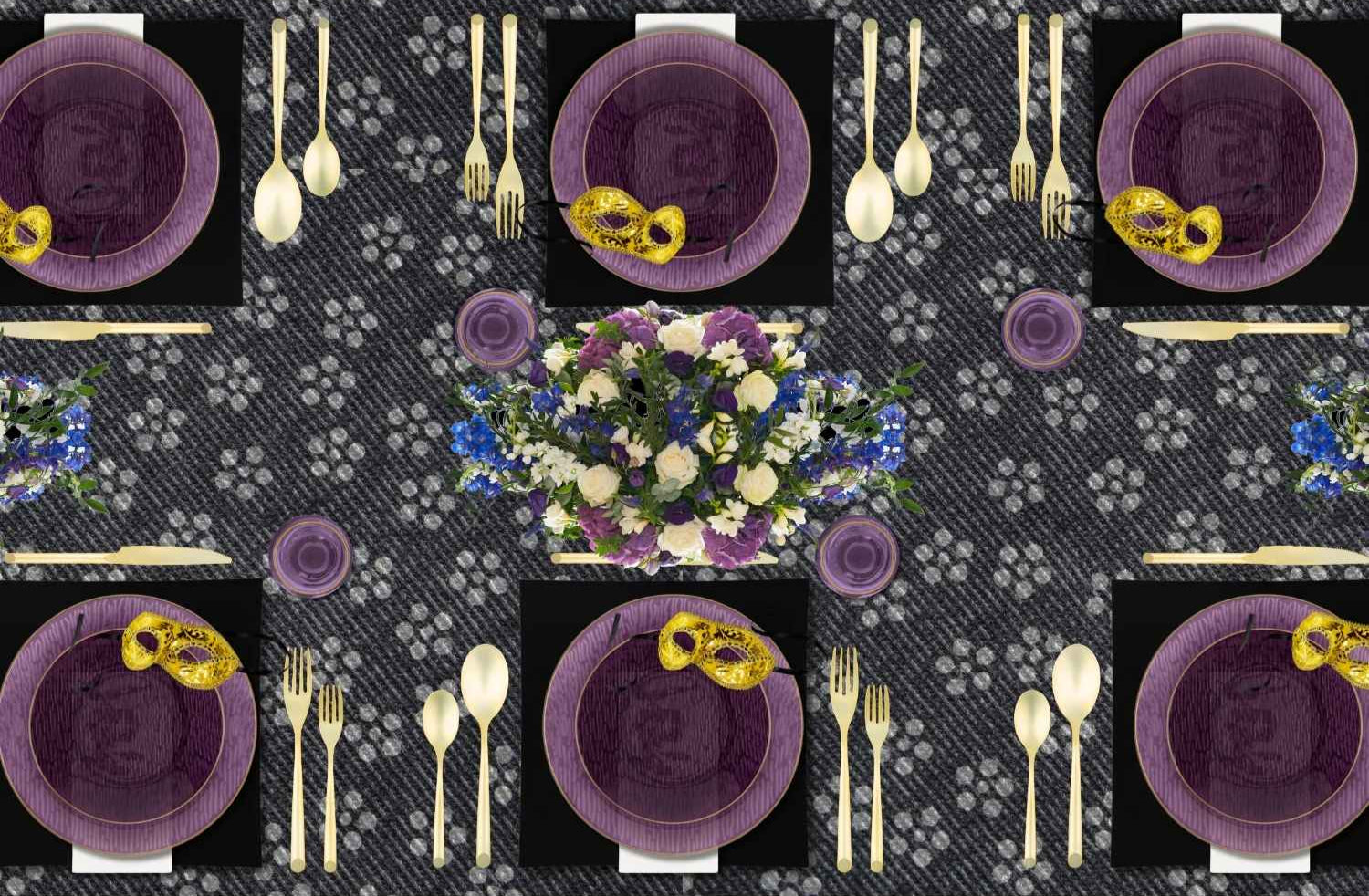 Purple and Gold Disposable Plastic Purim Party Decorations - 24 Icicle Settings for Jewish Holiday Celebration, Home & Synagogue Decor