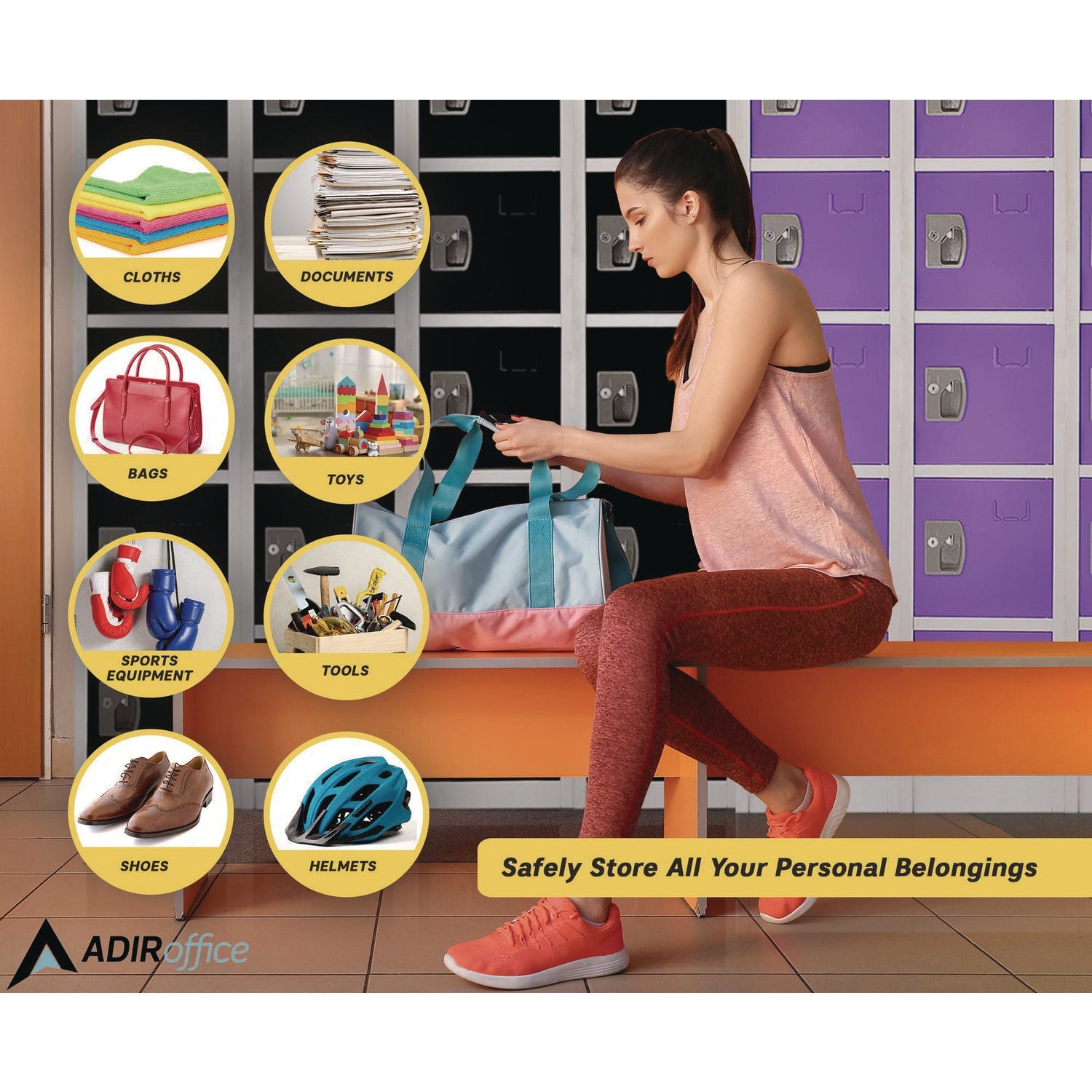 AdirOffice 6-Compartment Steel Storage Locker - 12