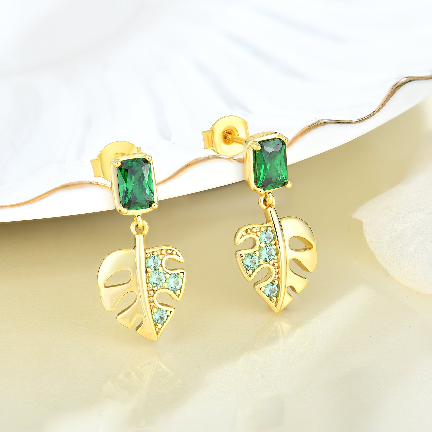 Trendy Leaf Drop Earrings for Women - Dainty Gold Plated Bohemian Jewelry - Perfect for Parties, Weddings & Everyday Wear