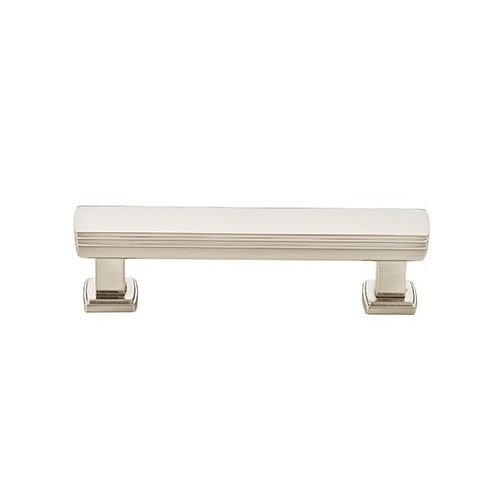 Emtek 86423 Art Deco 4 Inch Cabinet Pull - Satin Nickel Finish - Vintage Style Bar & Kitchen Hardware - Perfect for Cabinets, Drawers & Furniture Upgrades