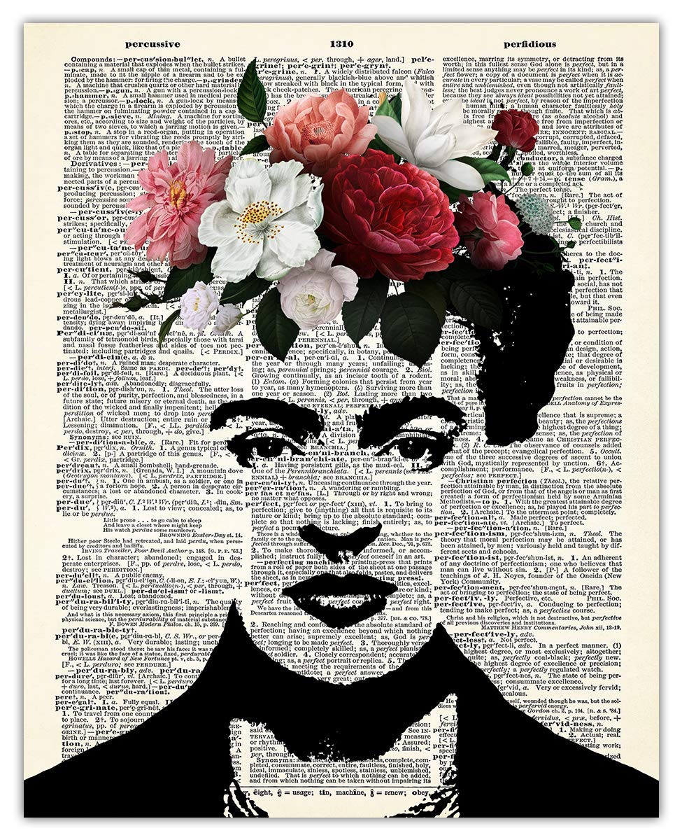 Frida Kahlo Flower Head Abstract Wall Art Print - Minimalist Boho Aesthetic Poster for Home Office Bedroom Living Room Decor - 8x10 Inches Unframed - Perfect for Gallery Walls & Modern Interior Design