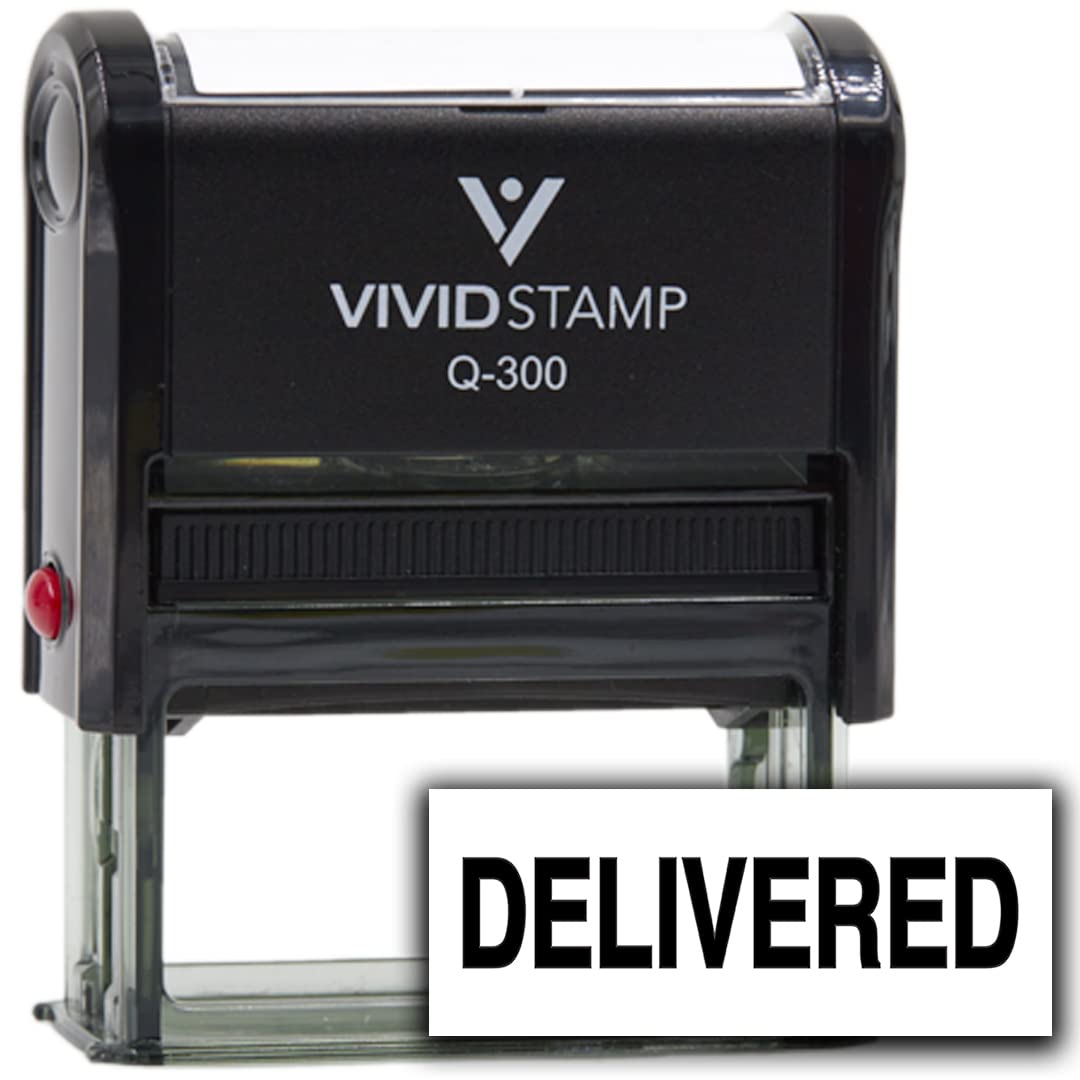 Vivid Stamp Delivered Self Inking Rubber Stamp with Black Ink - Q-300 for Office, Business, and Home Use