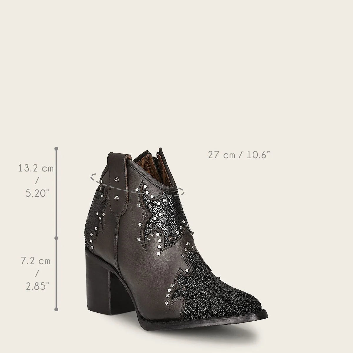Stylish Black Stingray Skin Ankle Boots for Women - Fashionable & Comfortable Footwear for Casual Outings, Parties & Office Wear
