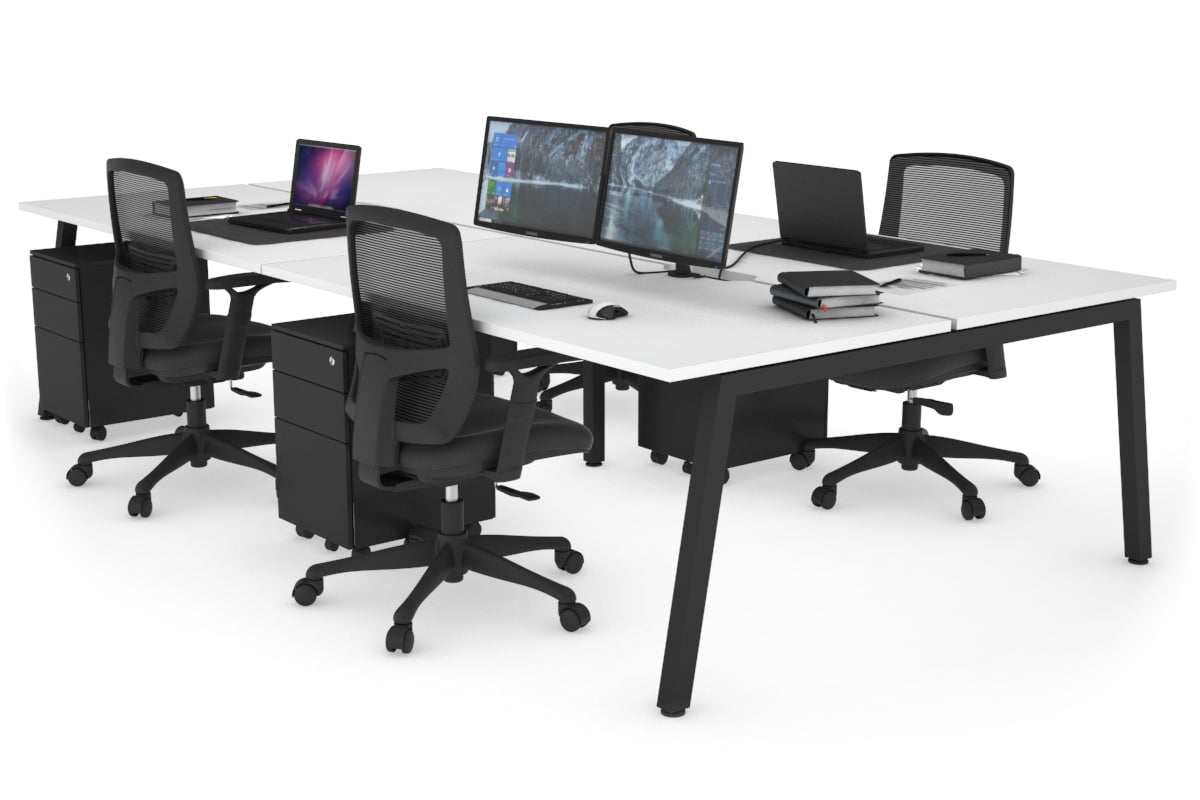 Quadro 4-Person Office Workstation Desk - 1200L x 800W with Cable Management Scallop - Perfect for Collaborative Workspaces, Team Meetings & Open Office Environments