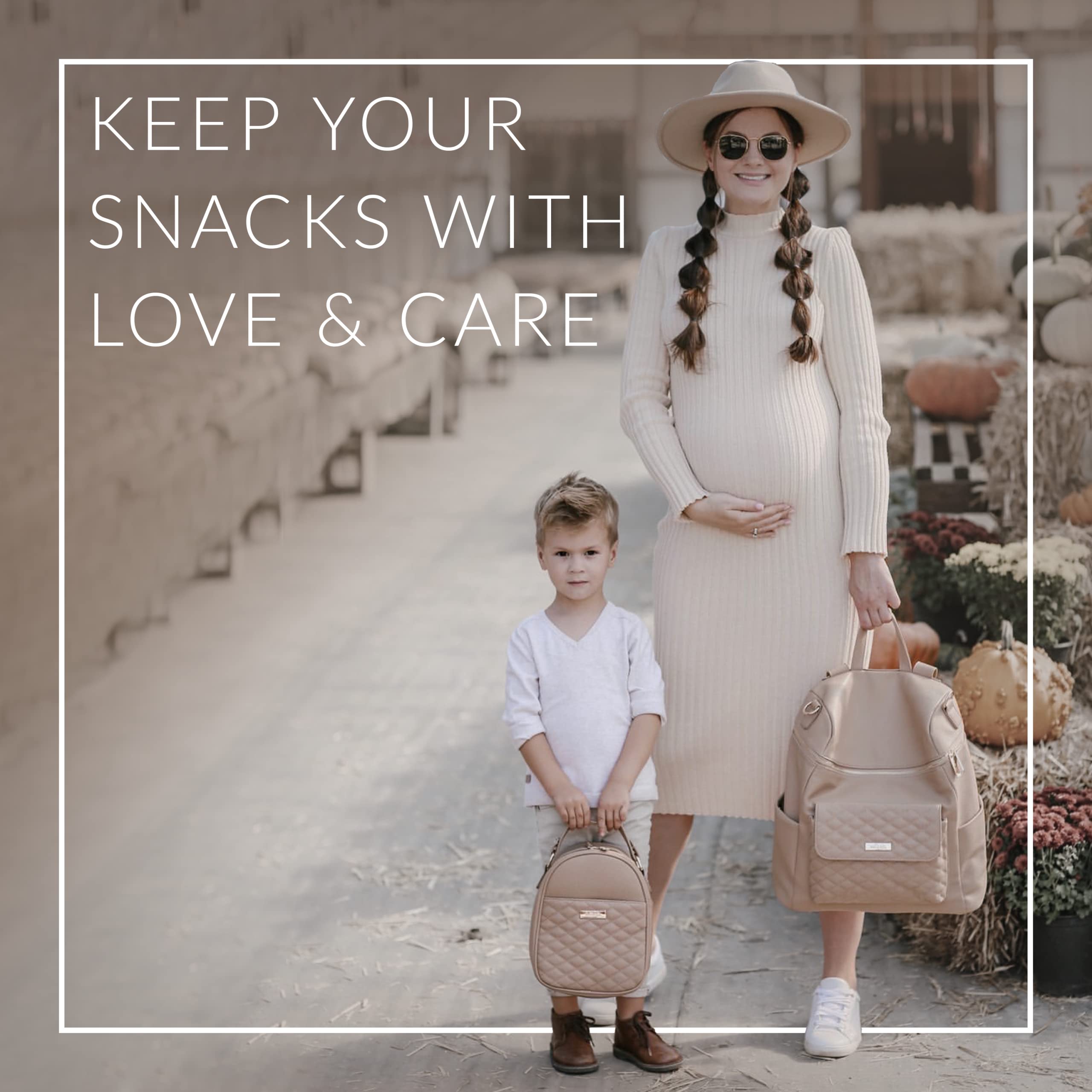 Luli Bebe Monaco Mini Insulated Lunch Bag for Women - Stylish Thermal Food Carrier with Adjustable Shoulder Strap, Perfect for Baby Food, Office Lunch & Picnic Snacks (Stone Grey) | Ideal for Work, School & Outdoor Activities