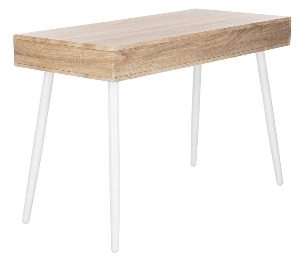 Safavieh Jorja Modern 1-Drawer Home Office Desk - Natural & White Finish, Compact Writing Desk for Small Spaces, Home Office, Study Room & Dormitory