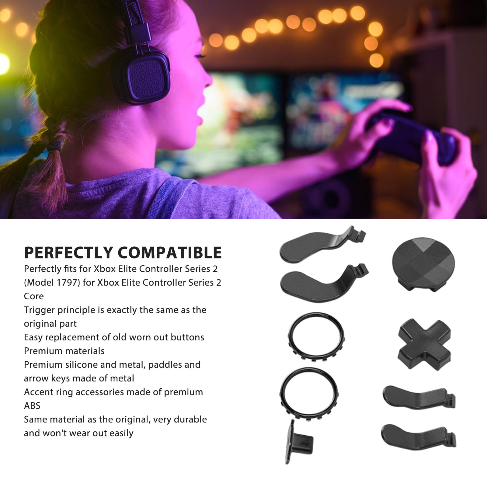 Elite Series 2 Controller Joystick - 15-in-1 Metal Replacement for Gaming & Esports