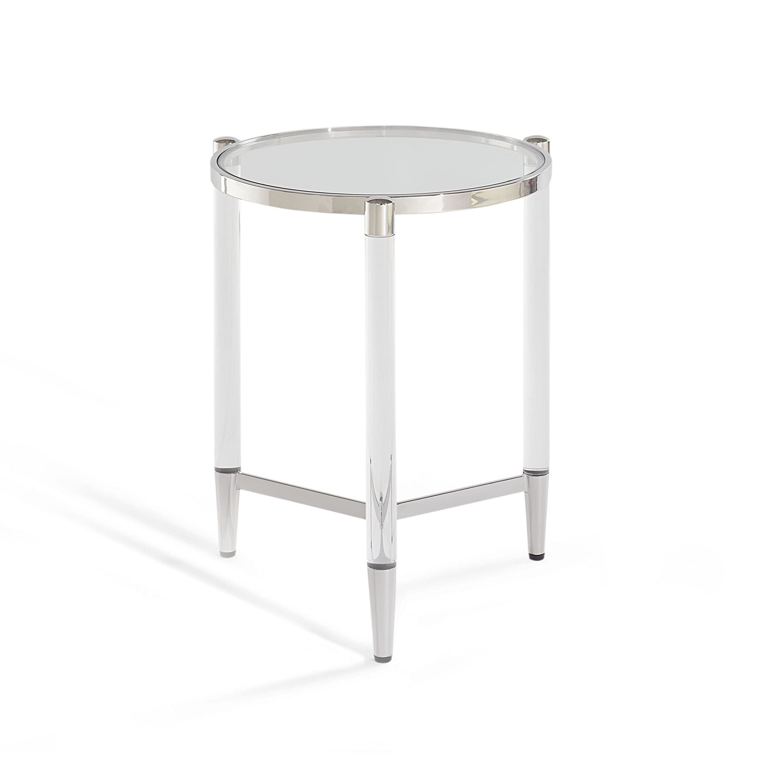 Modus Marilyn Acrylic Glass End Table with Polished Stainless Steel Frame - Modern Side Table for Living Room, Bedroom & Office Decor