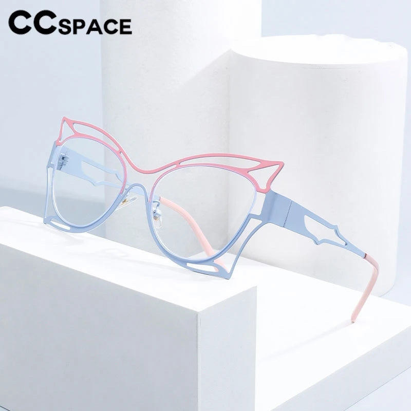 CCspace Women's Full Rim Oval Butterfly Alloy Eyeglasses - Lightweight Metal Frame Glasses for Women, Fashionable Oval Shape Eyewear with Butterfly Design, Perfect for Reading, Working & Daily Use