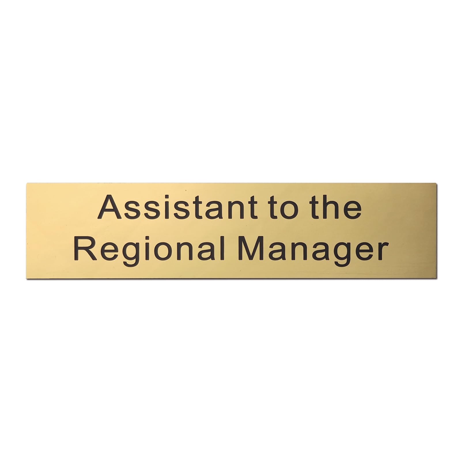 Assistant to The Regional Manager Desk Plate - 2 x 8 Inch Gold Name Plate with Black Aluminum Holder - Office Desk Name Sign for Managers, The Office TV Show Fans & Work Humor Gifts