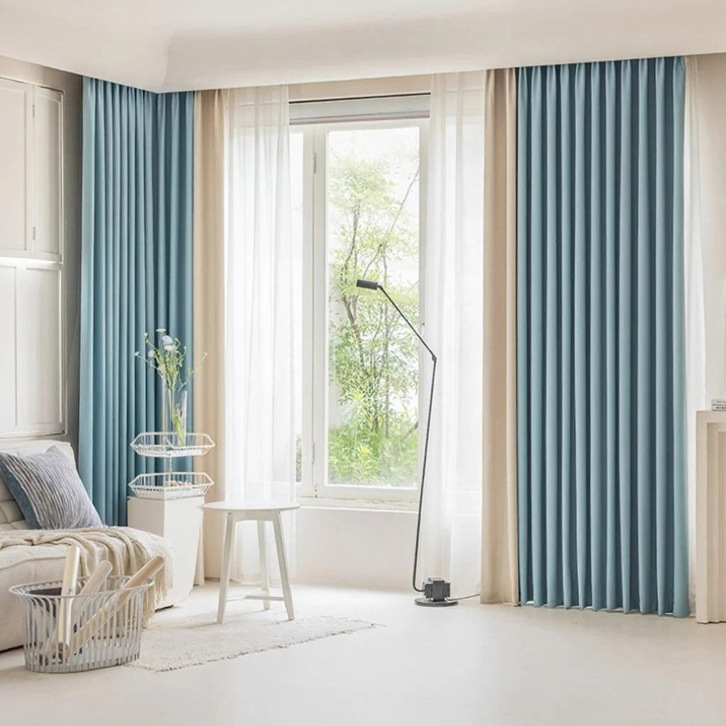 Alina Color Blocking Blackout Soundproof Thermal Custom Curtains - Noise Reducing & Energy Saving Window Treatments for Bedroom, Living Room & Office