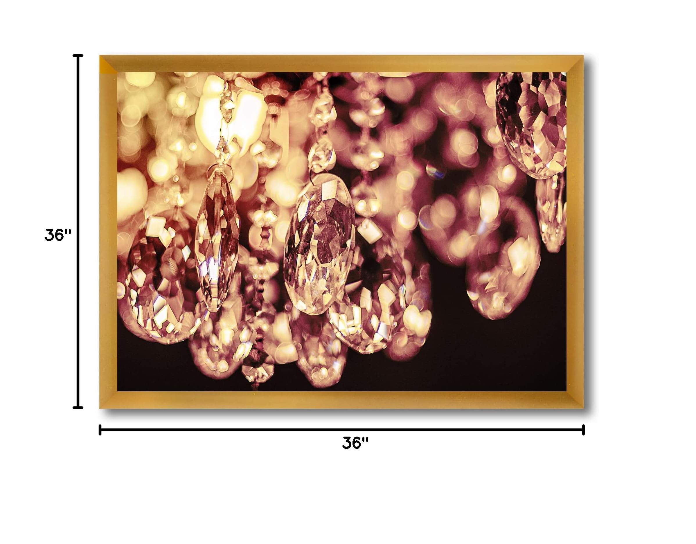 DesignQ Crystal Chandelier - Modern Hanging Bright Chandelier with Framed Wall Art for Living Room, Bedroom & Dining Room Decor