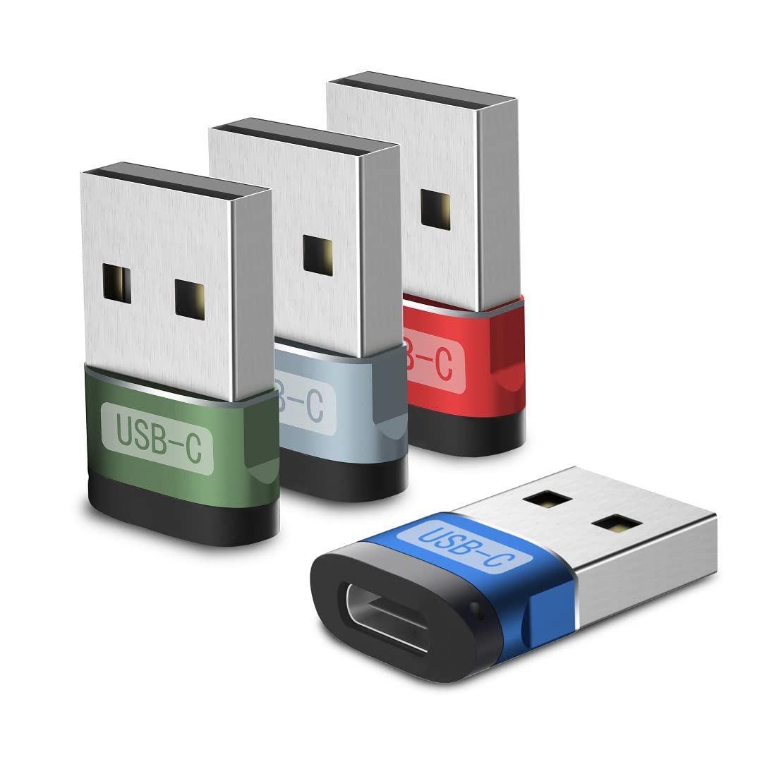 4-Pack USB C Female to USB Male Adapter Converter - Compatible with iPhone 14/13/12/11/8, Apple Watch Series 7/SE, AirPods, iPad Air 4/5, Samsung Galaxy S20/S21/S22 - Fast Charging Cable for Home, Office & Travel