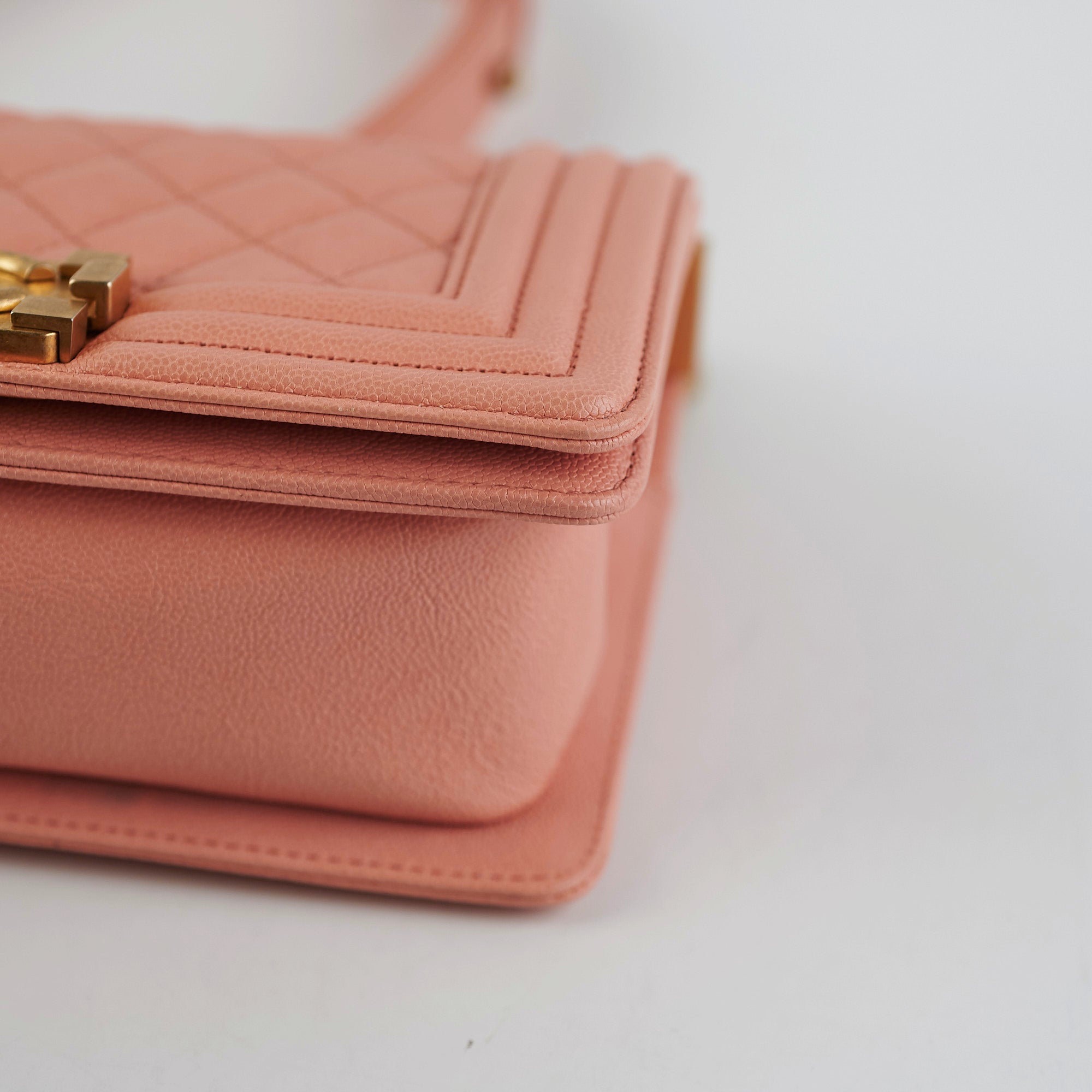 Chanel Small Boy Bag in Caviar Leather Coral Pink - Luxury Crossbody Bag for Women, Perfect for Parties & Date Nights