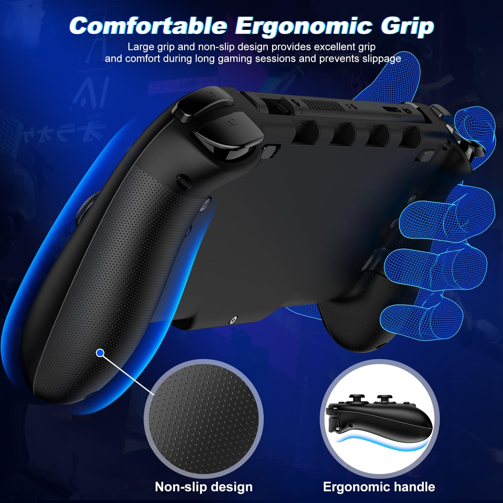 Wireless Switch Controller for Nintendo Switch & OLED - Ergonomic Gamepad with Programmable Buttons, Dual Vibration, Turbo & Wakeup Function | Perfect for Gaming at Home or Travel | Black