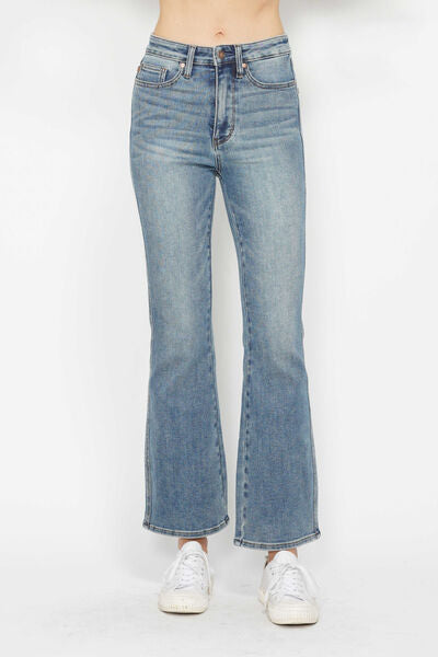 Judy Blue High Waisted Bootcut Jeans with Tummy Control, Back Embroidered Design & Functional Pockets - Perfect for Casual Wear, Office Outfits & Date Nights
