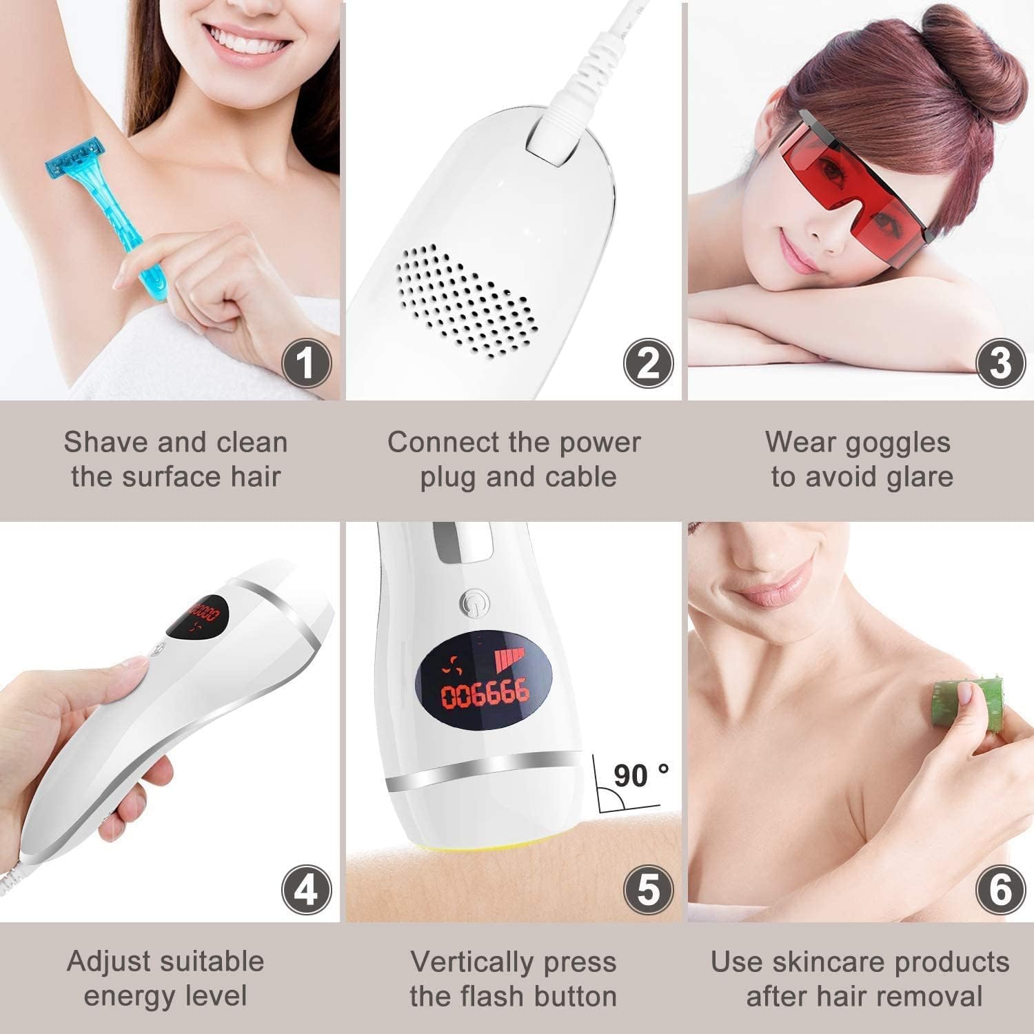 Professional IPL Hair Removal Device for Women & Men - FZ-200 Gold Handheld Permanent Hair Remover for Face, Legs, Underarms & Bikini Line - At-Home Laser Hair Removal System with 5 Energy Levels & 300,000 Flashes