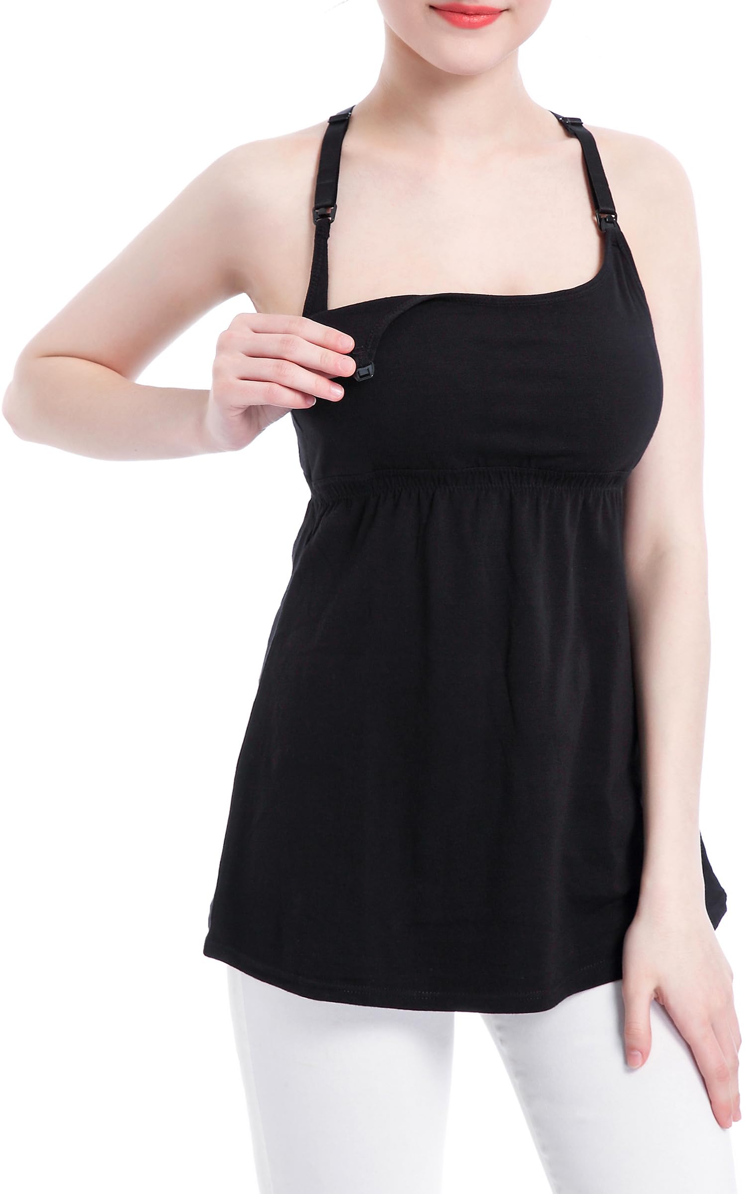 Soft Cotton Nursing Tank Top for Women - Maternity Cami with Built-in Shelf Bra - Comfortable Breastfeeding Shirt & Pregnancy Clothes - Perfect for Nursing, Lounging & Everyday Wear