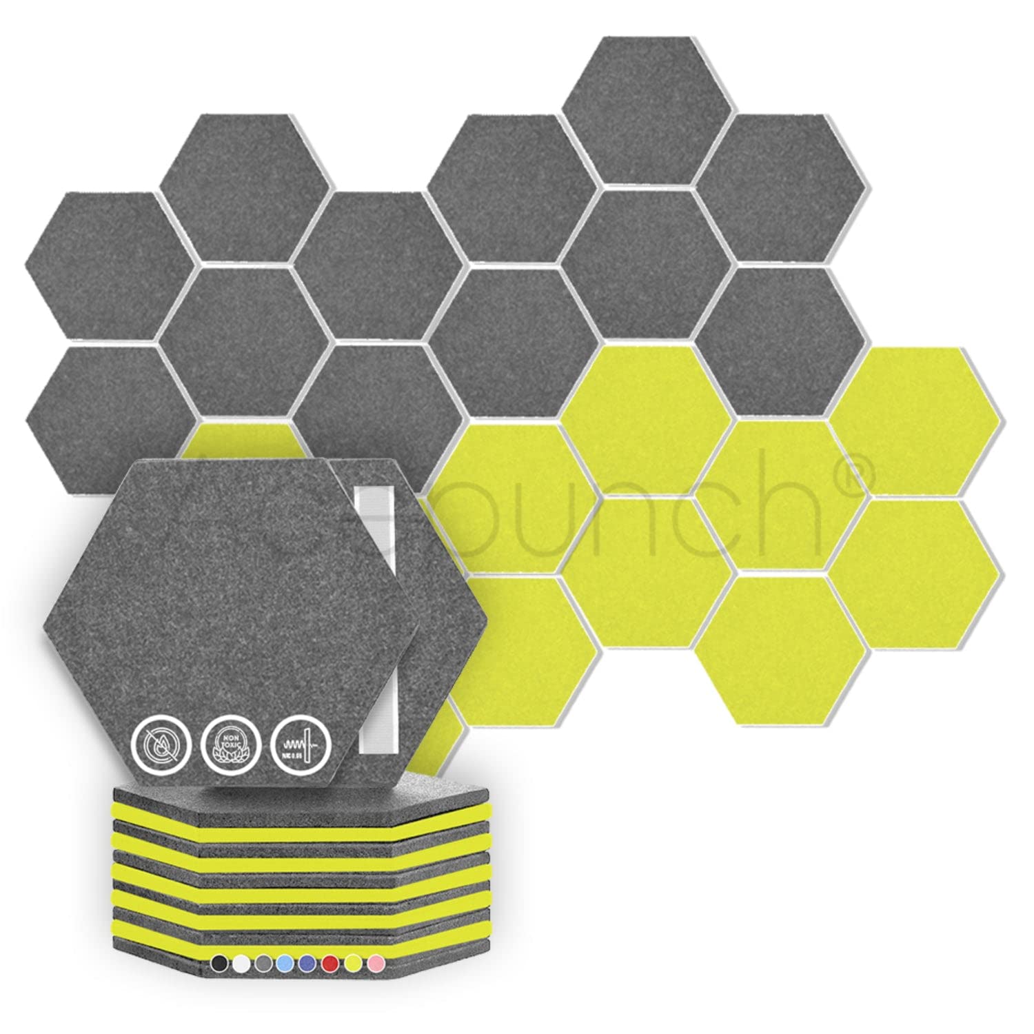 24-Pack Hexagon Felt Acoustic Panels - 10.2