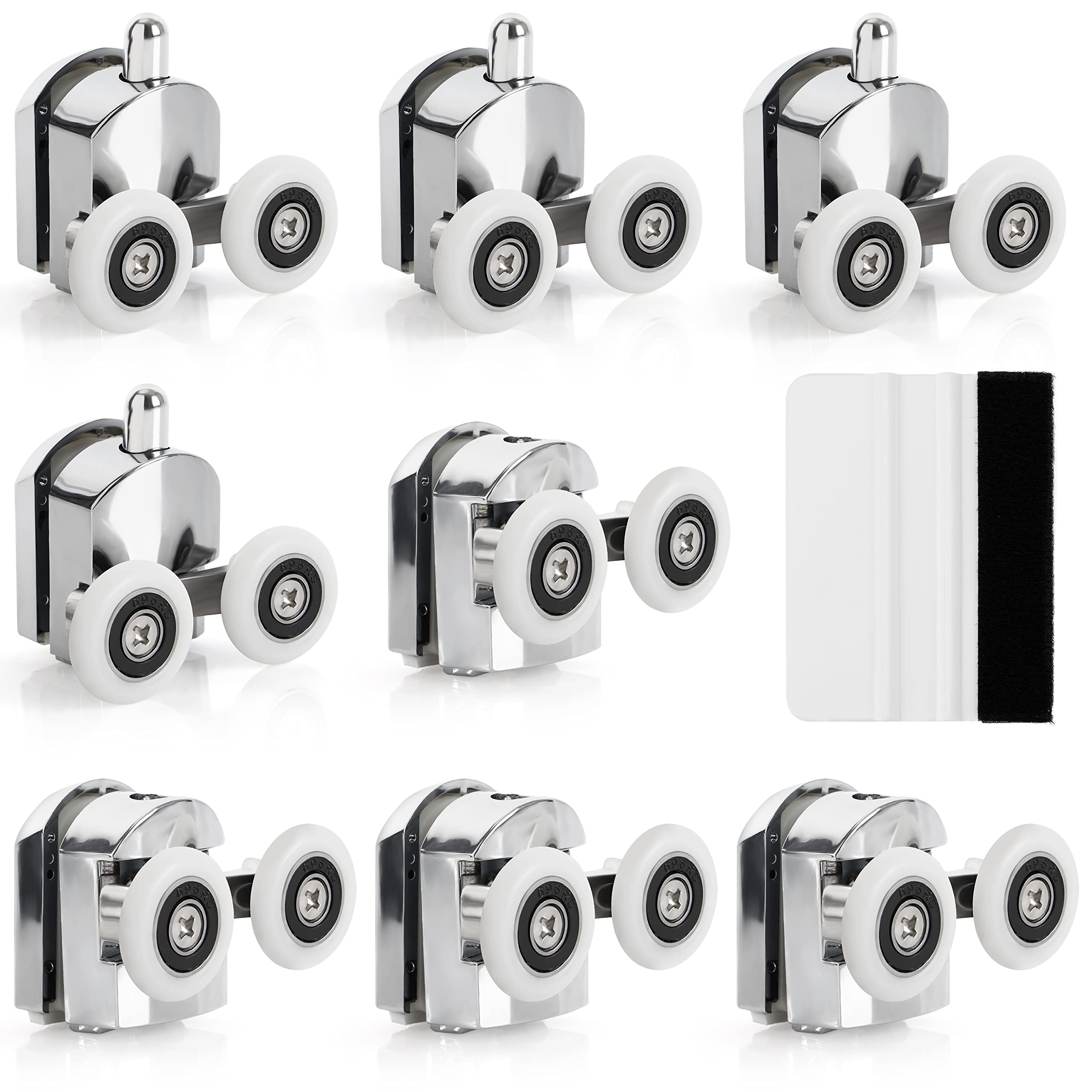 Belle Vous 8-Pack Shower Door Rollers - 23mm Zinc Alloy Replacement Wheels for Smooth Sliding Glass Shower Enclosures - Durable Bathroom Accessories for Home & Hotel Renovation