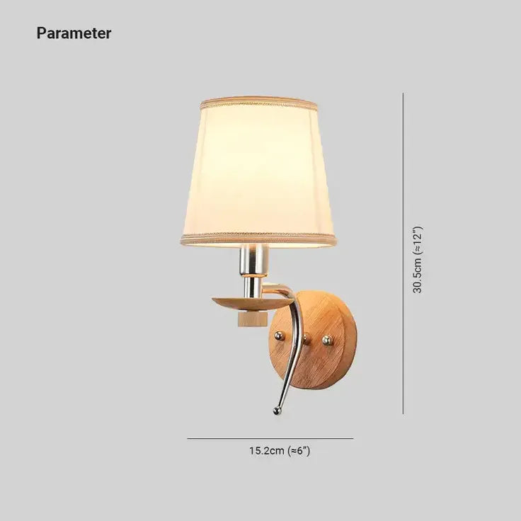 Modern Wooden Base Fabric Shade Wall Lights - Elegant Home Decor for Living Room, Bedroom & Office Lighting