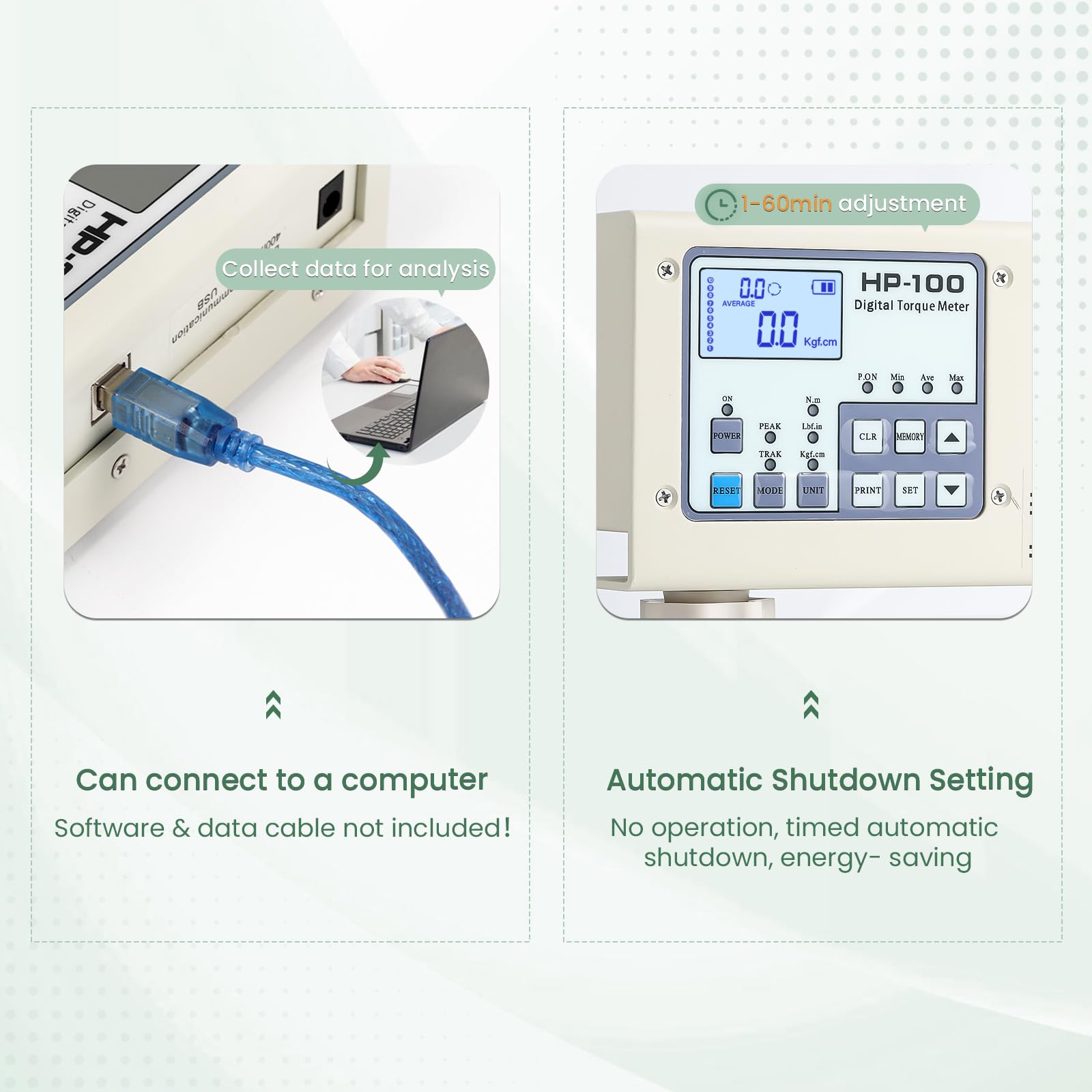 Huanyu HP100 Digital Torque Meter - Precision Torque Tester for Bottle Caps, Electric & Pneumatic Screwdrivers - Includes Test Plate | Perfect for Quality Control in Packaging, Manufacturing & Maintenance