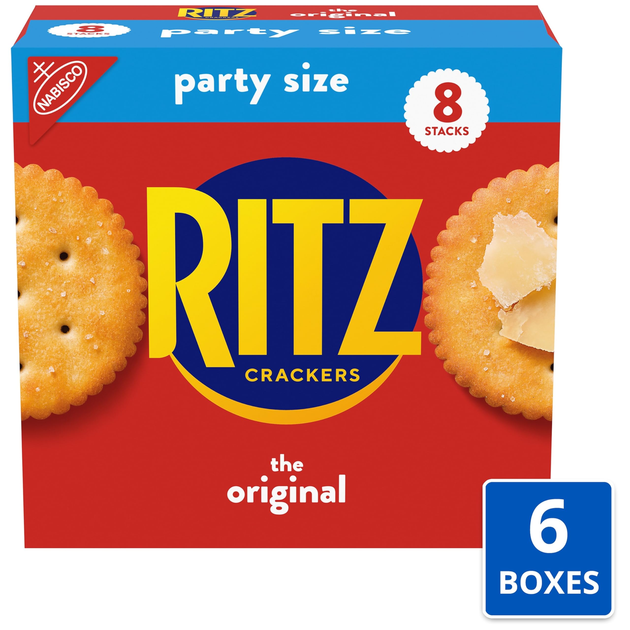 RITZ Original Crackers - Family Pack (6-27.4 oz) | Bulk Snacks for Kids & Adults | Perfect for School Lunches, Office Snacks & Party Platters | Delicious Buttery Flavor | Crunchy Baked Crackers