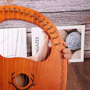 16 String Mahogany Lyre Harp with Tuning Wrench & String Set - Professional Musical Instrument for Beginners & Music Lovers | Perfect for Meditation, Home Decor & Celtic Music Performances