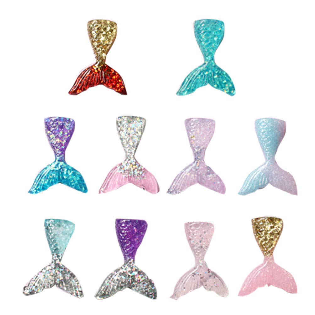 Healifty 60pcs Resin Charms Flatback Decorations - DIY Mermaid Clay Accessories for Jewelry Making, Scrapbooking, Phone Case & Nail Art Designs