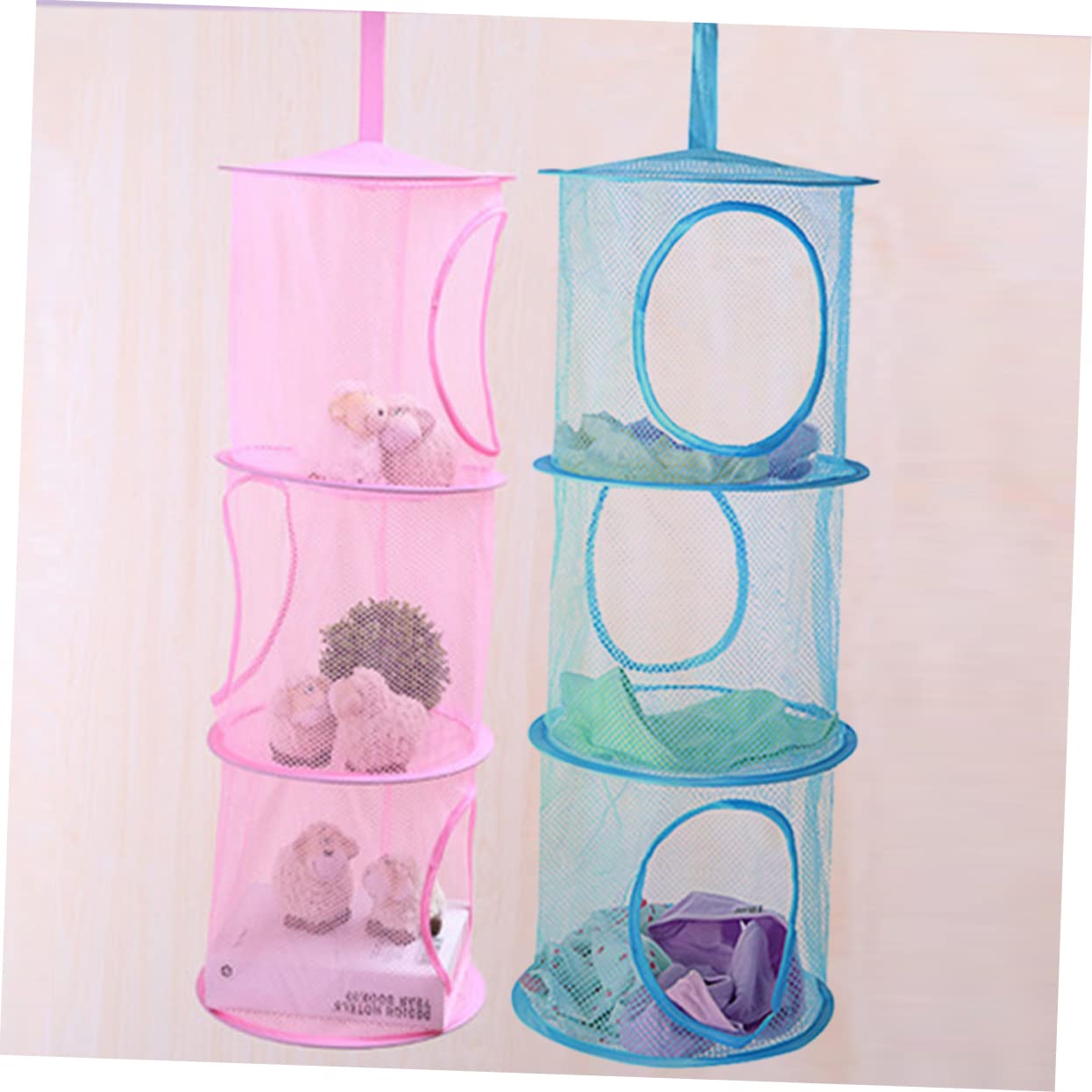 Alipis 3-Tier Collapsible Mesh Laundry Basket - Foldable Hanging Hamper Organizer with Breathable Mesh Bags for Clothes, Towels & Toys - Space Saving Storage Solution for Bedroom, Bathroom & Dorm Room