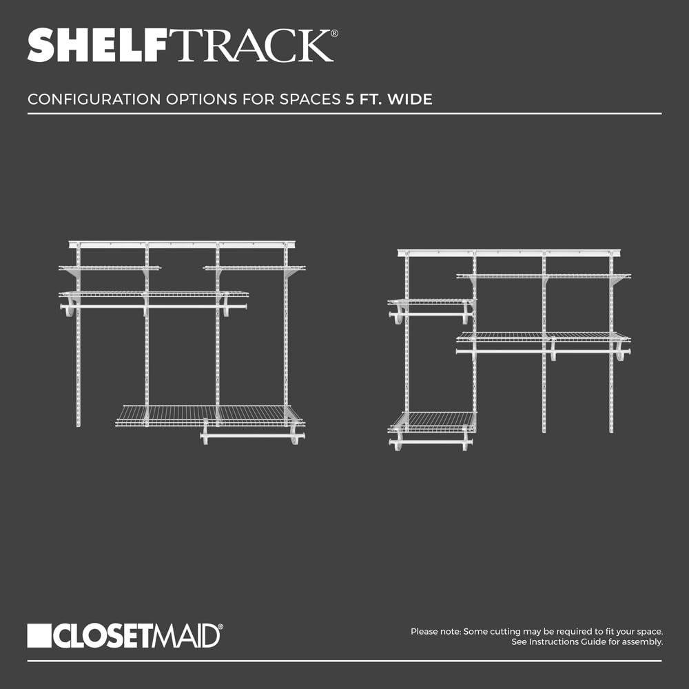 ClosetMaid Adjustable Wire Closet Organizer System 4-6 Feet with Shelves & Clothes Rods - Durable Steel Closet Storage Solution for Bedroom, Walk-in Closet or Pantry Organization (White)