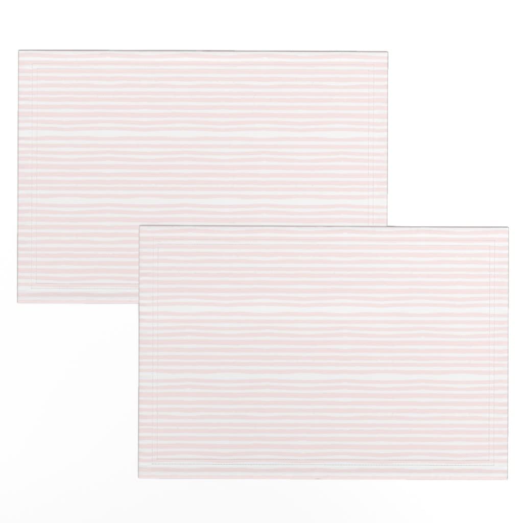 Shibori Pink Stripes Linen Cotton Canvas Placemats Set of 2 - Blush Lines Simple Print Cloth Table Mats for Dining, Kitchen, Nursery & Home Decor
