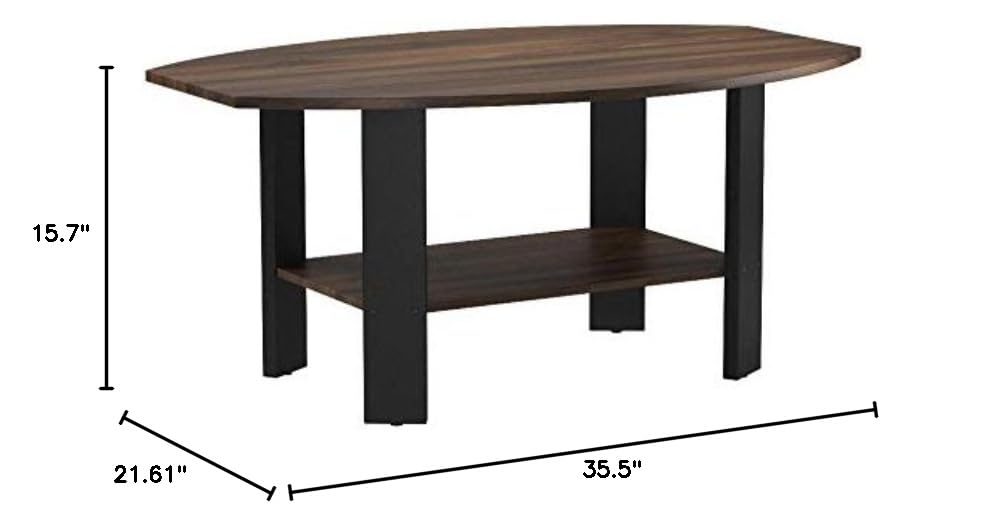 Furinno Simple Design Coffee Table - Modern Columbia Walnut & Black Finish End Table for Living Room, Bedroom, Office - Perfect for Small Spaces & Home Decor
