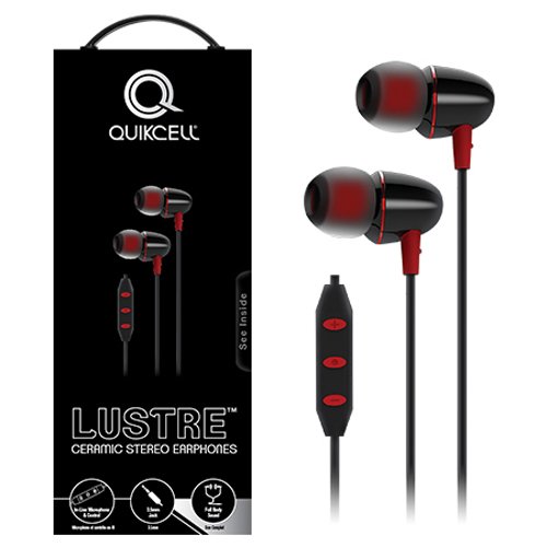Quikcell Ceramic Wired Headset with 8MM Drive - High Fidelity Sound Earphones for iPhone & Android Phones (Black, Retail Packaging) - Perfect for Music, Gaming & Calls