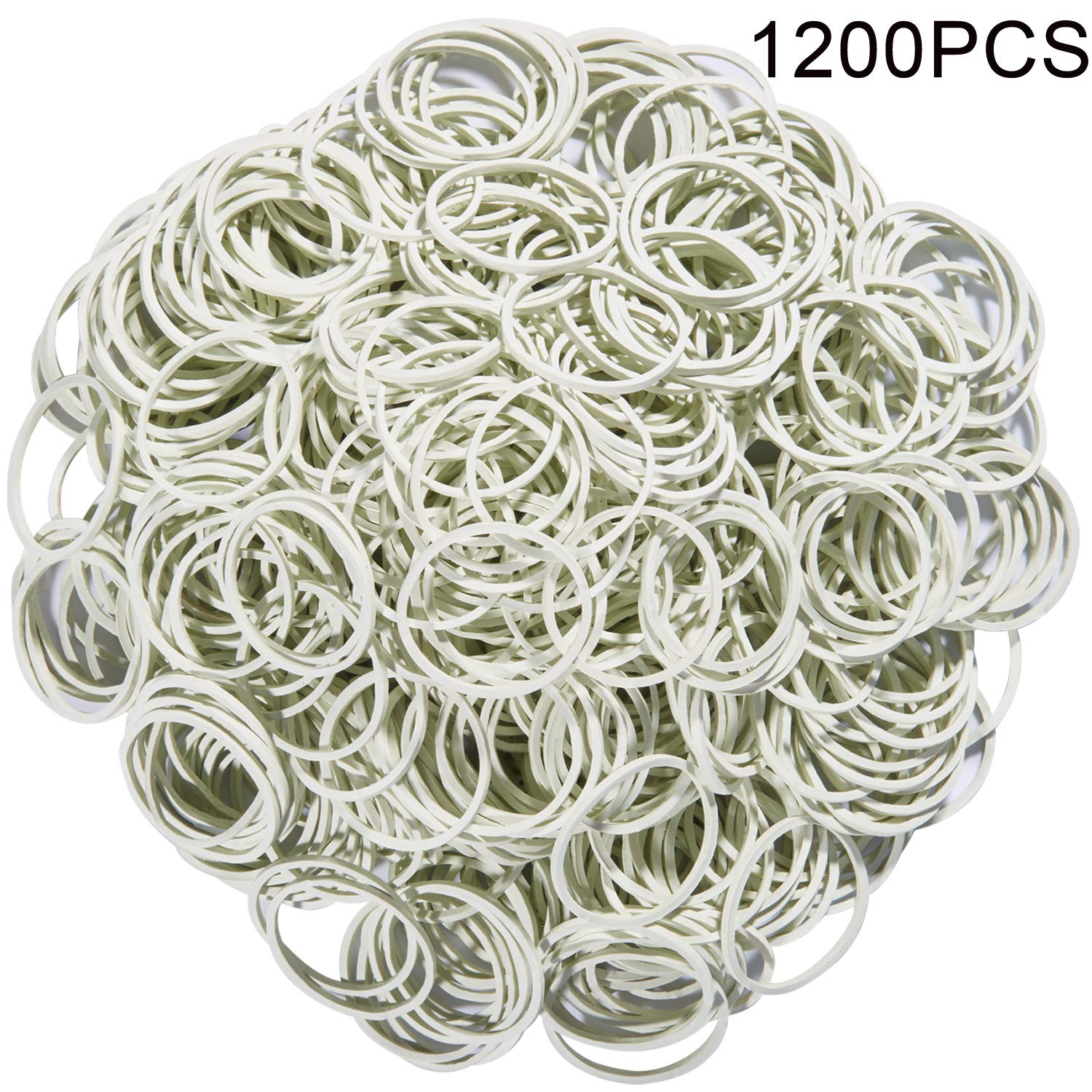 AMUU 1200pcs Small White Rubber Bands - 16mm Mini Soft Elastic Hair Bands for Braids, Office Supplies, School & Home Use | Perfect for Hair Styling, Organizing Documents, and DIY Crafts