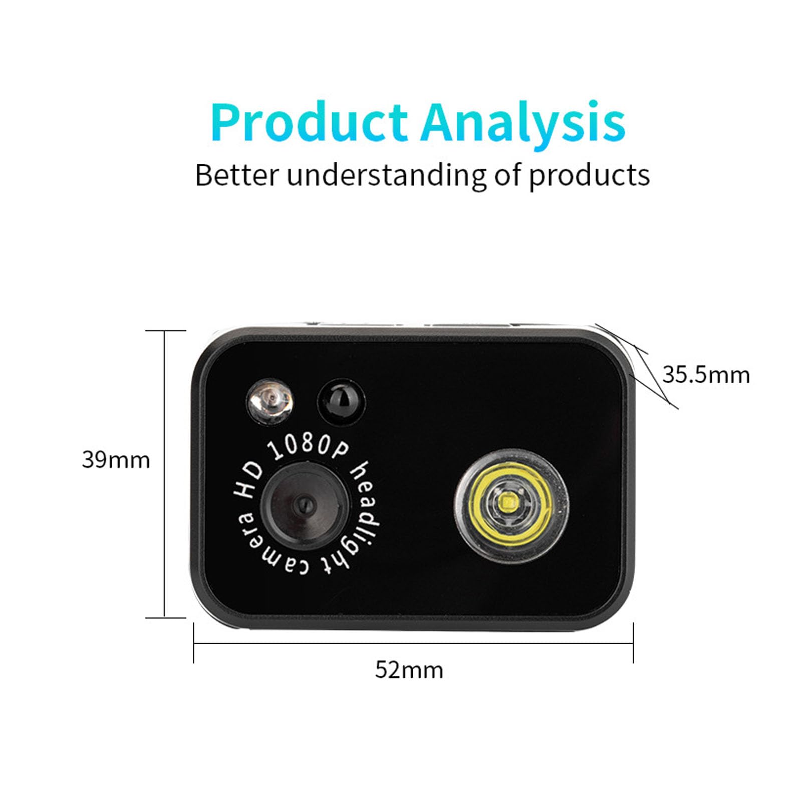 Xiuganpo 1080P HD Action Camera with 45° Adjustable LED Headlamp - Rechargeable Wearable Body Camera for Outdoor Camping, Night Reading, Vehicle Repairs & Emergency Work