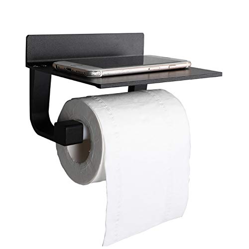 Black Toilet Paper Holder & Paper Towel Holder with Phone Stand - Wall Mounted Bathroom Organizer for Toilet Rolls, Napkins & Smartphones - Perfect for Home, Office & Restroom Organization (Color: A)