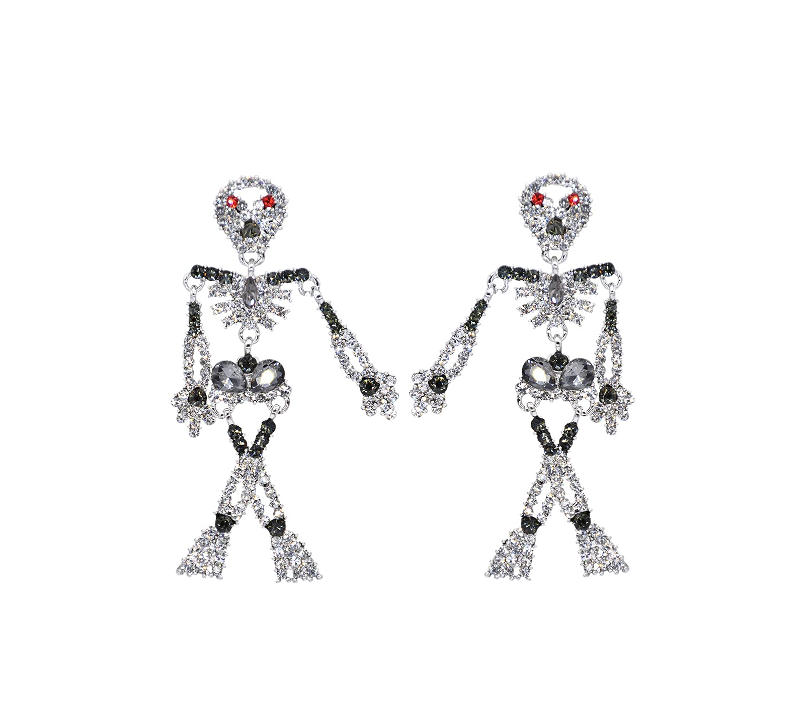 Gothic Crystal Skeleton Dangle Earrings for Women - Bling Rhinestone Skull Earrings Set | Halloween Party Jewelry, Cosplay Accessories, Gothic Fashion Statement