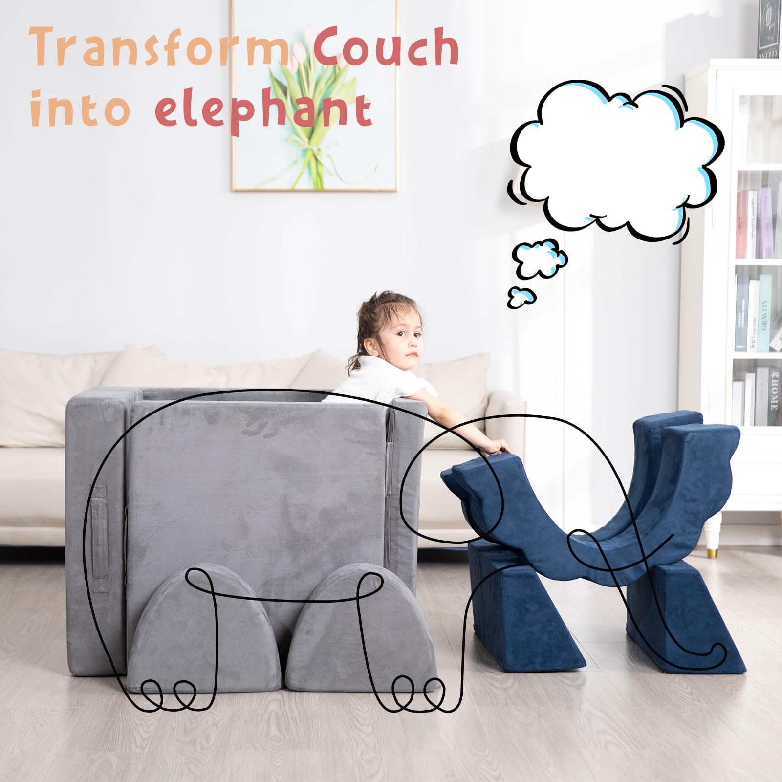 **10-Piece Modular Kids Play Couch - Foldable Toddler Foam Sofa with Flower-Shaped Climbing Blocks | Convertible Playroom & Bedroom Furniture for Creative Boys & Girls | Perfect for Indoor Play, Climbing, and Imaginative Fun**