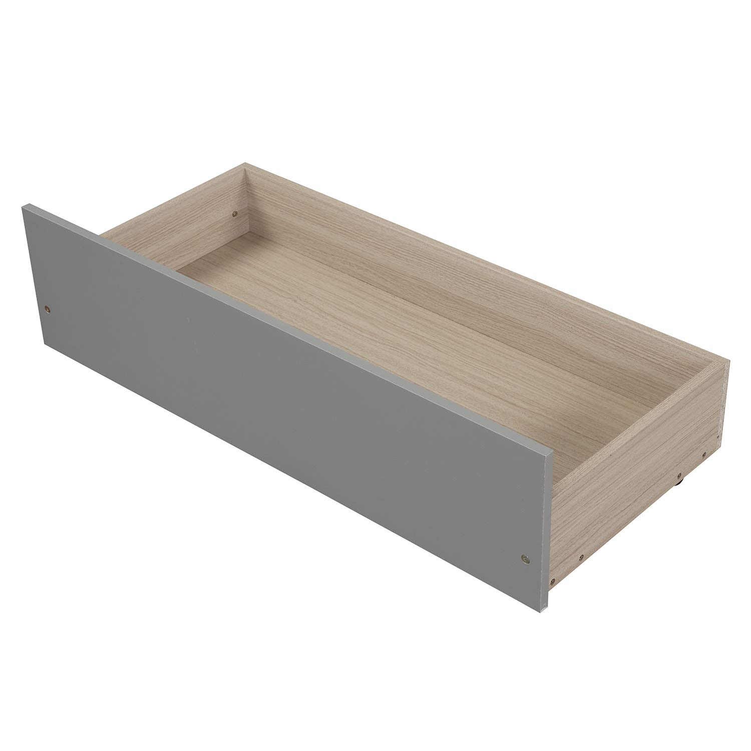 Twin Size Solid Wood Platform Bed Frame with 2 Storage Drawers & Headboard - No Box Spring Needed - Grey - Perfect for Kids Bedroom, Guest Room or Small Space