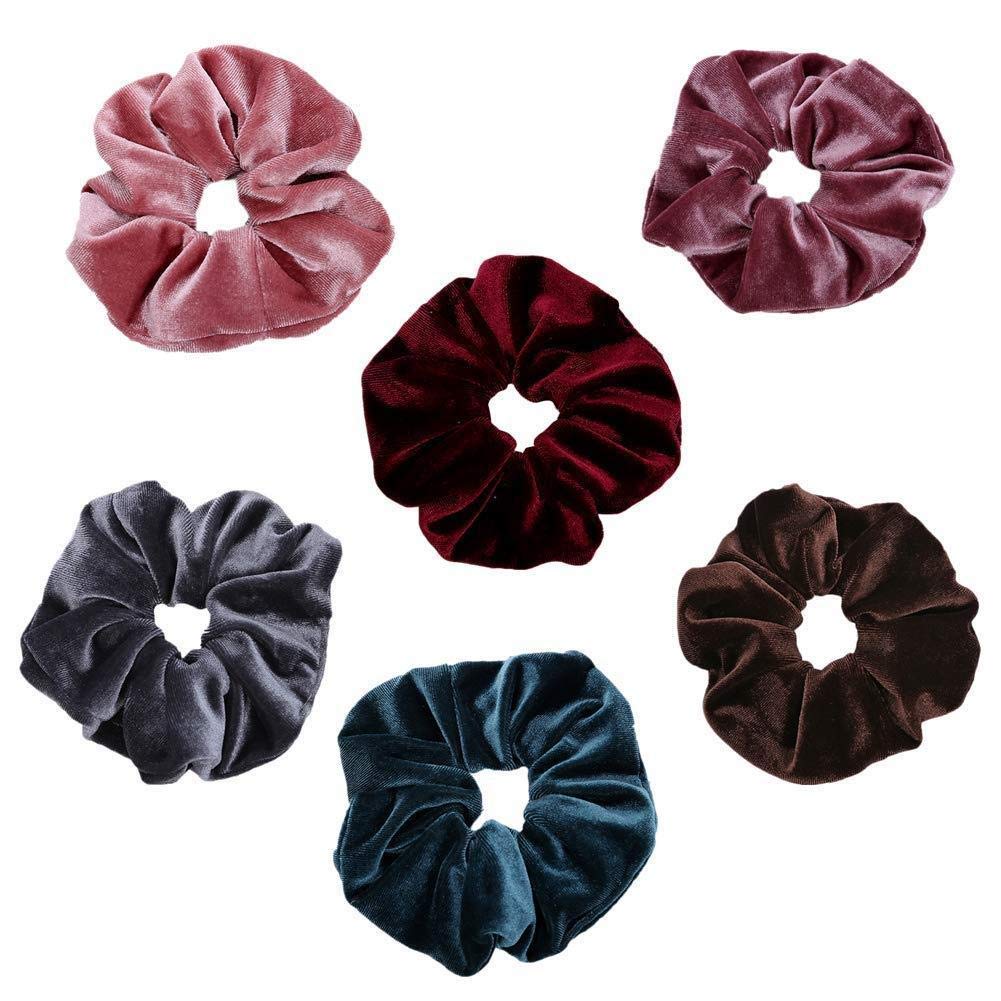 FAMEZA 12 Pack Velvet Hair Scrunchies - Soft Elastic Hair Bands for Women & Girls, Colorful Hair Ties & Hair Ropes (12 PCS) - Perfect for Work, School, Gym & Everyday Use