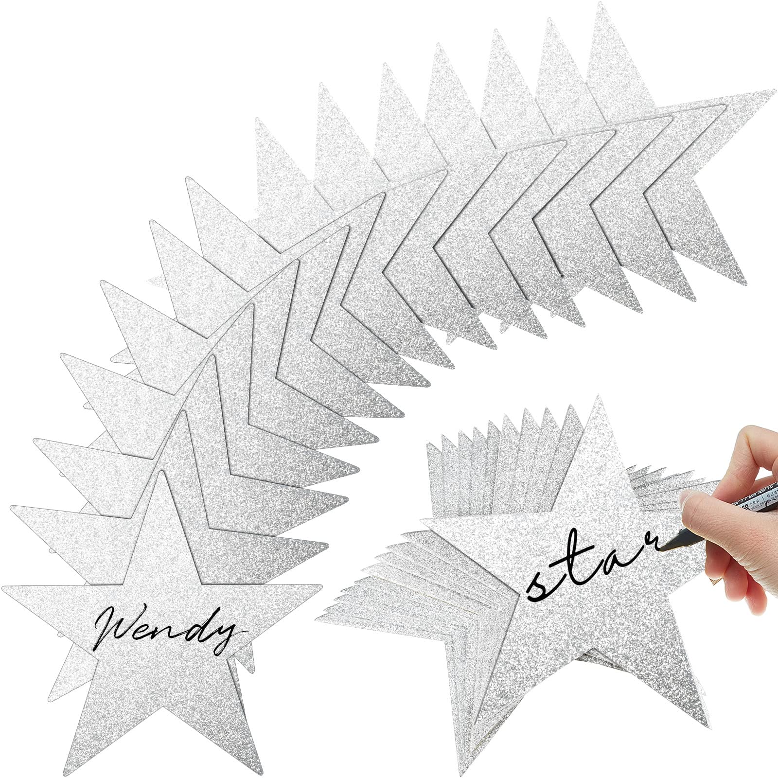 80 Pieces Silver Glitter Star Cutouts - 6 Inch DIY Party Decorations for Classroom Bulletin Boards, Wall Displays, Birthday Parties & Wedding Confetti Scatter