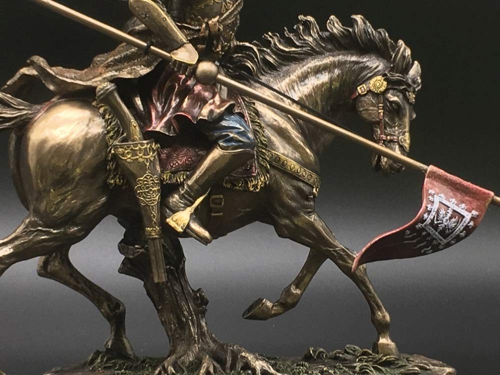 Polish Hussar Knight in Full Armor with Sabre Sword - 12.6 Inch Collectible Figurine | Medieval Decor, Gift for History Enthusiasts