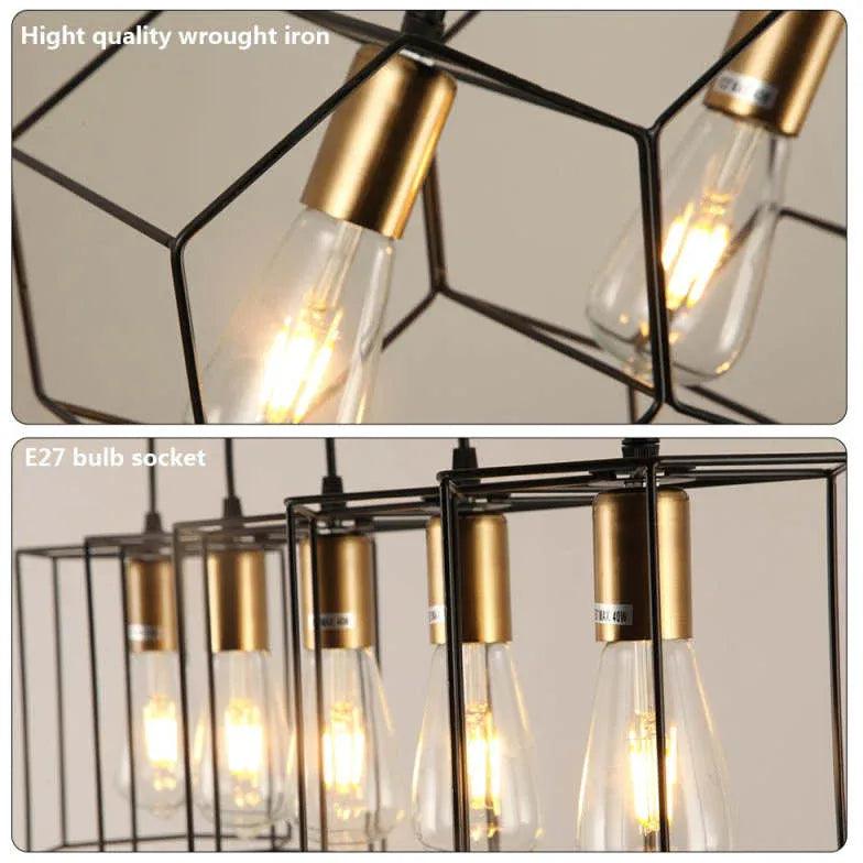 Hexagonal Black Industrial Pendant Light with 3 Lights - Modern Farmhouse Ceiling Fixture for Kitchen, Dining Room, or Living Room