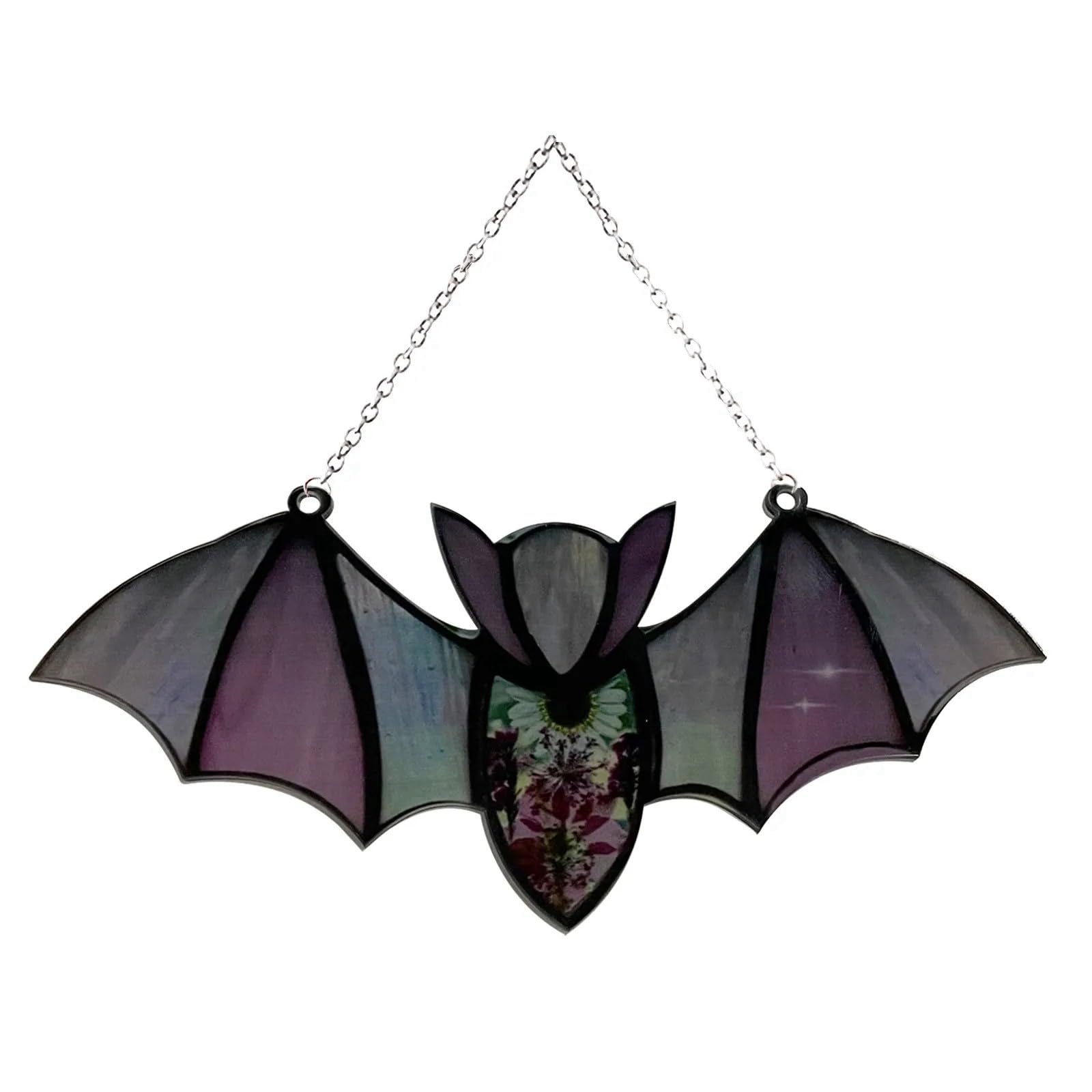 Halloween Bat Hanging Decor - Stained Acrylic Window & Car Mirror Ornaments - Gothic Bat Pendants for Spooky Home & Vehicle Decoration