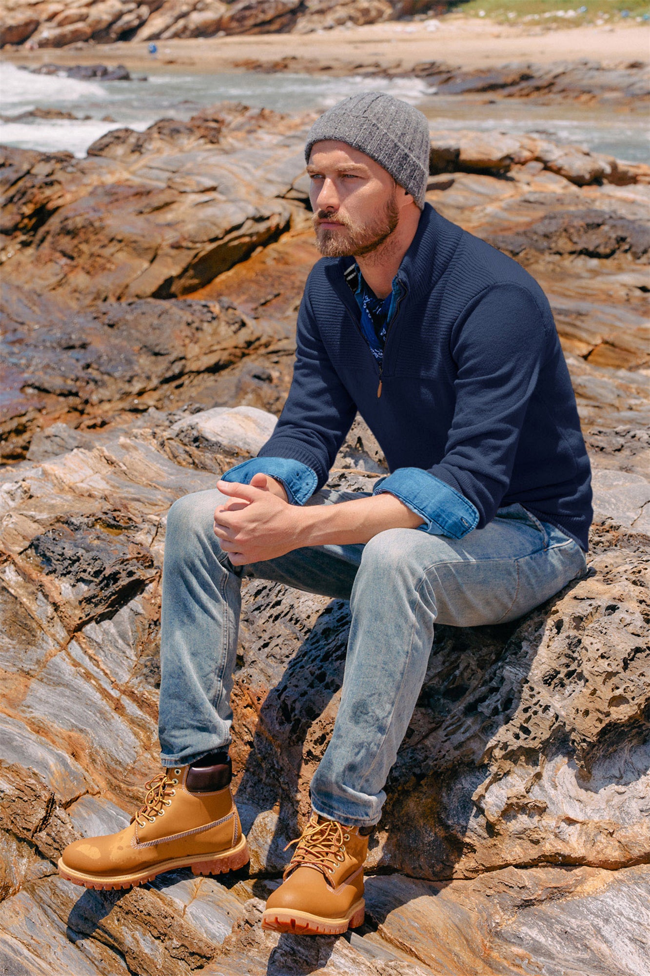 Men's Slim Fit Quarter Zip Sweater - Mock Neck Casual Pullover for Work & Outdoor Activities