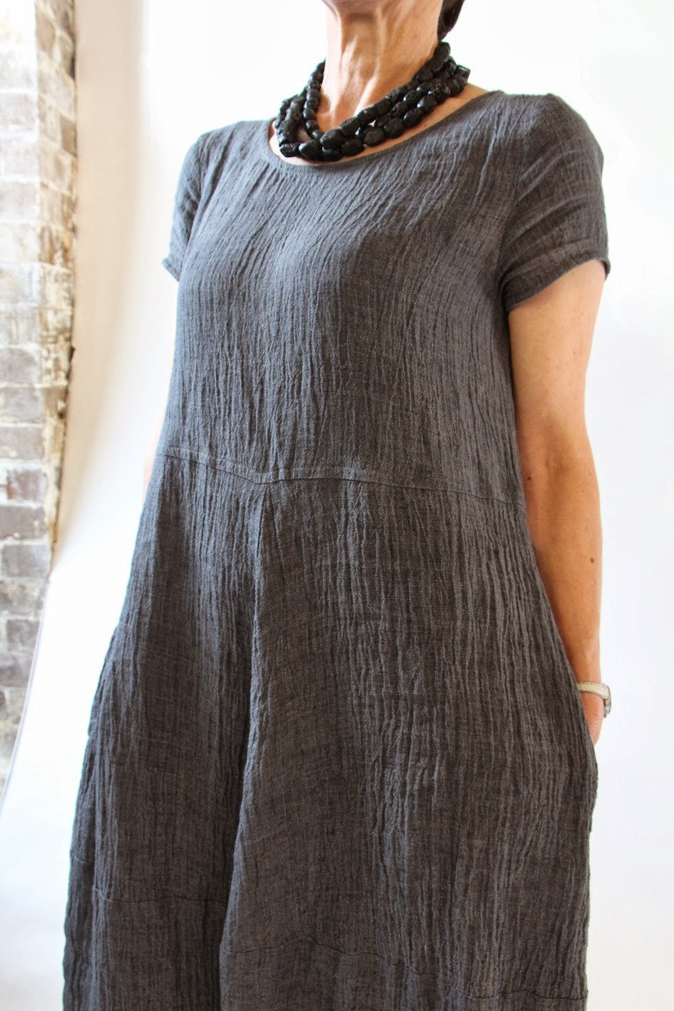 Charcoal Crush Crinkle Linen Fabric - Soft Wrinkled Textured Linen Material for Dresses, Curtains & Home Decor | Perfect for DIY Sewing Projects & Bohemian Style Clothing